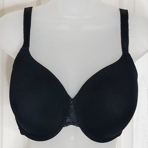 💟💜Wacoal black bra with lace sides underwire pushup bra *36DDD